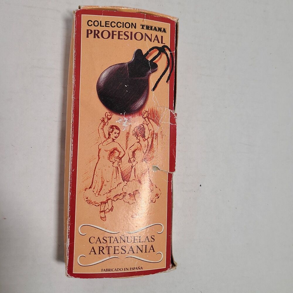 Vintage Triana Professional Spanish Castanets - Handcrafted Mahogany Wood...